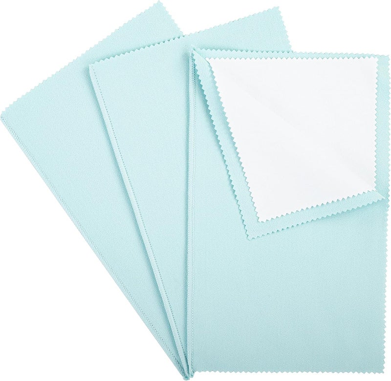 CATIFLIN 3PCS Sea Blue Silver Polishing Cloths, 10"x12" Jewelry Cleaning Cloths for Gold, Silver, Platinum, Watch, Coin, Tarnish Remover, Reusable & Streak for Jewelry Lovers - Image 1